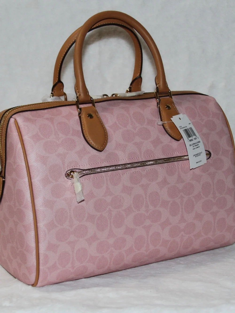 NWT COACH Large Rowan Powder pink Satchel Bag With Tea Rose Charms